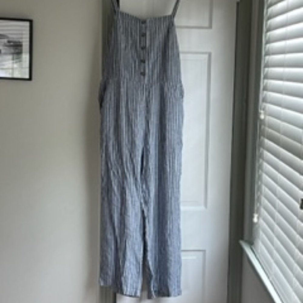 OLD NAVY: Striped Linen-Blend Cropped Smocked Cami Wide-Leg Jumpsuit for Women